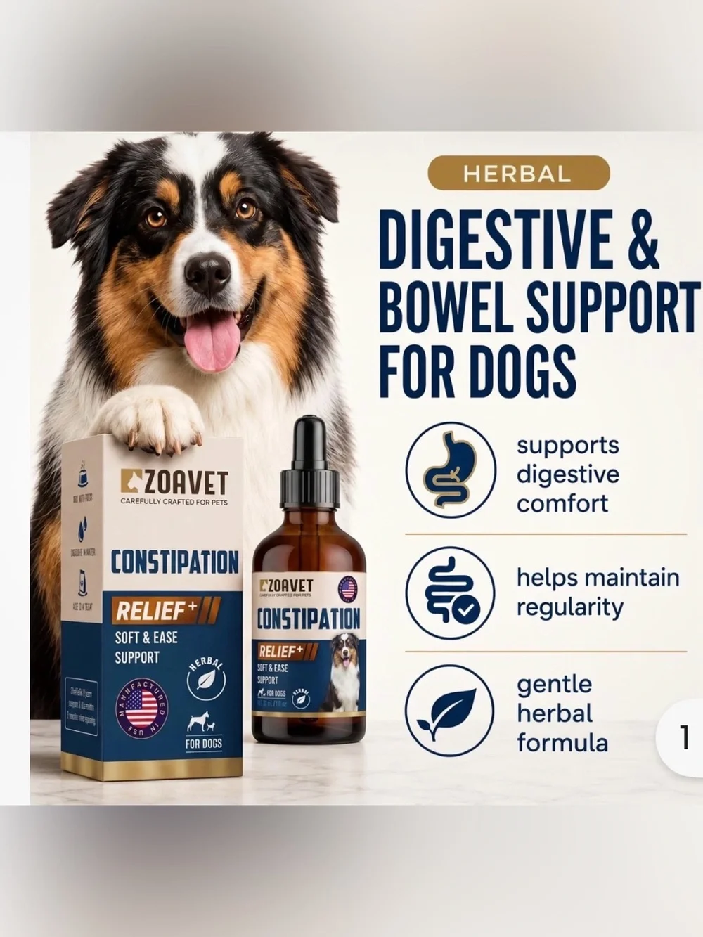 Constipation Relief+ soft & ease support Herbal Drops for Dogs NEW 1fl oz